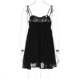 Vestido Curto de Chiffon com Alças