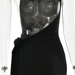 Vestido Comprido de Um Ombro com Costas Descobertas