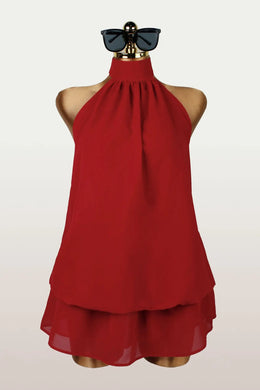 Vestido Curto de Chiffon com Decote Halter