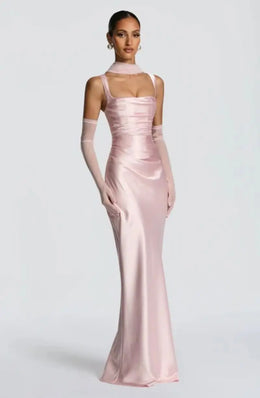 Vestido Comprido sem Alças com Corpete
