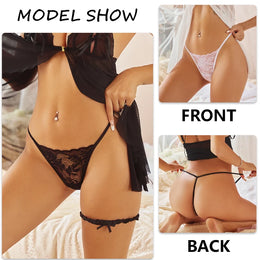 Tanga Floral Transparente de Cintura Baixa