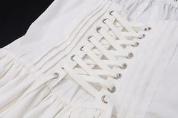 Vestido Curto Branco com Corpete de Renda