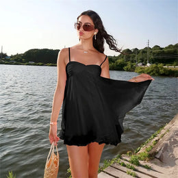 Vestido Curto de Chiffon com Alças