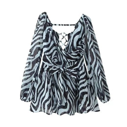Vestido Curto Leopardo com Folhos e Cinto