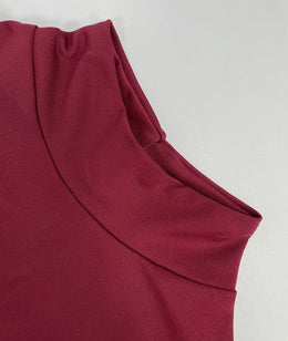 Vestido Comprido de Malha com Gola Alta e Costas Descobertas