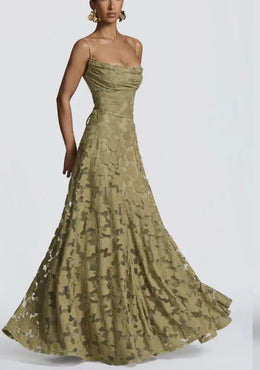 Vestido Comprido de Chiffon com Costas Descobertas