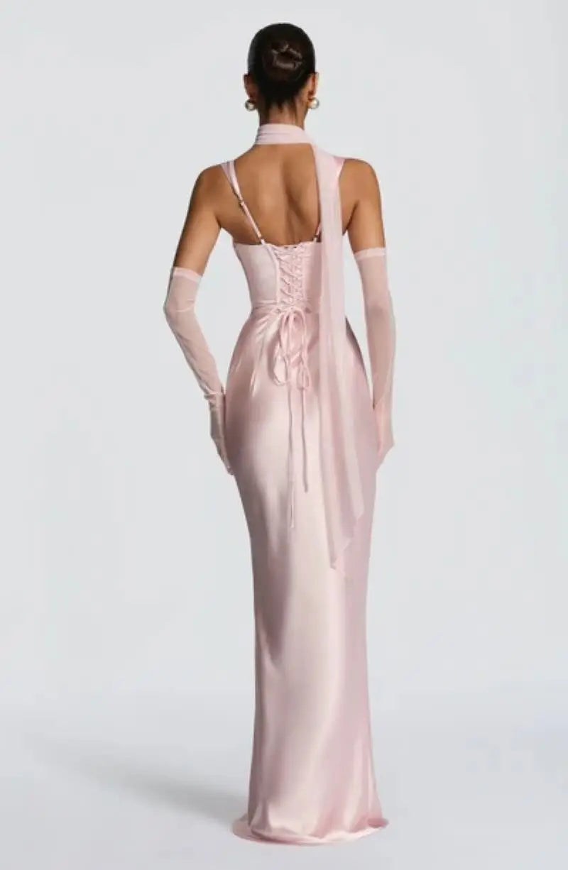 Vestido Comprido sem Alças com Corpete