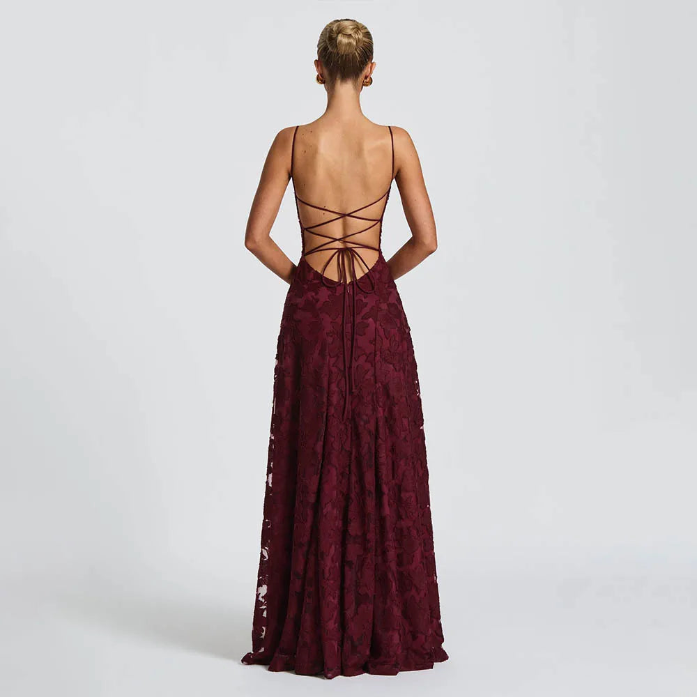 Vestido Comprido de Chiffon com Costas Descobertas