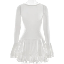 Vestido Curto com Folhos e Mangas Amplas