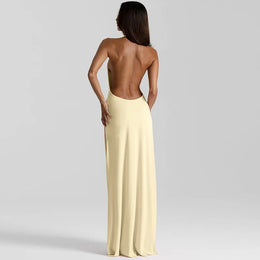 Vestido Comprido com Decote em V e Franzidos
