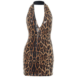 Vestido Curto com Lantejoulas e Decote em V