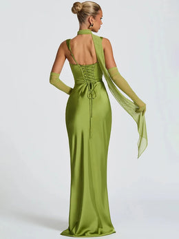 Vestido Comprido sem Alças com Corpete