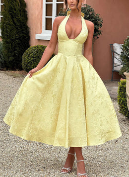 Vestido Comprido com Laço e Corpete