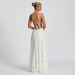 Vestido Comprido de Chiffon com Costas Descobertas
