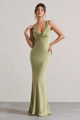 Vestido Comprido de Cetim com Costas Descobertas