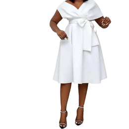 Vestido Midi com Laço e Decote em V