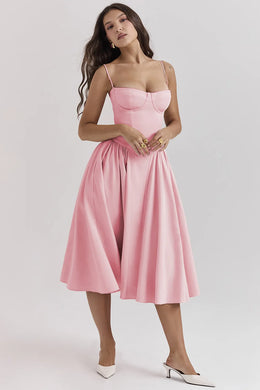 Vestido Midi Floral de Cintura Alta — Modelo A
