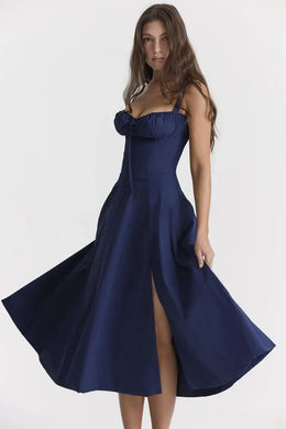 Vestido Midi com Corpete e Atacadores