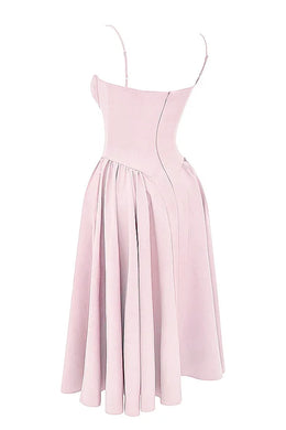 Vestido Midi Floral com Corpete — Rosa