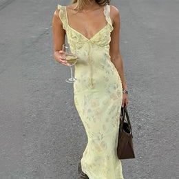 Vestido de Verão Floral com Decote nas Costas