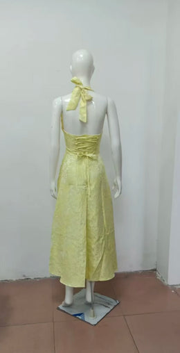 Vestido Comprido com Laço e Corpete