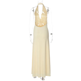Vestido Comprido com Decote em V e Franzidos