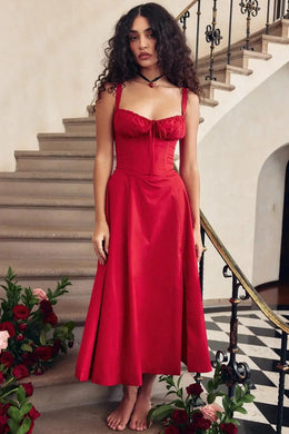 Vestido Midi com Corpete e Atacadores