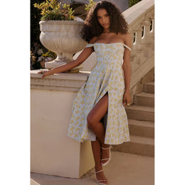 Vestido Midi Floral com Corpete e Bolsos