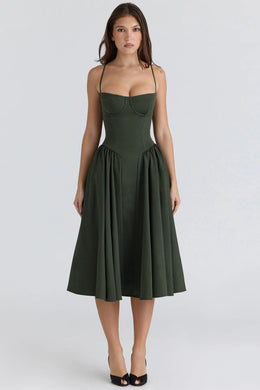 Vestido Midi Floral de Cintura Alta — Modelo B