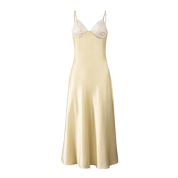 Vestido Comprido de Cetim com Renda