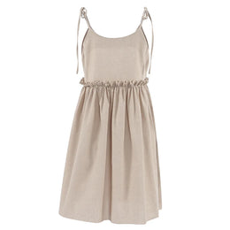 Vestido Curto em Linho com Atacadores