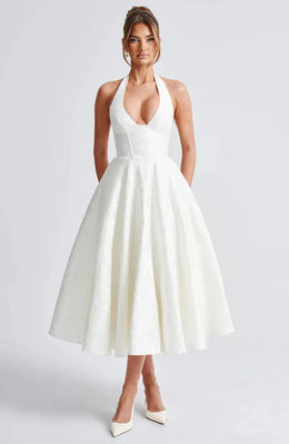 Vestido Comprido com Laço e Corpete