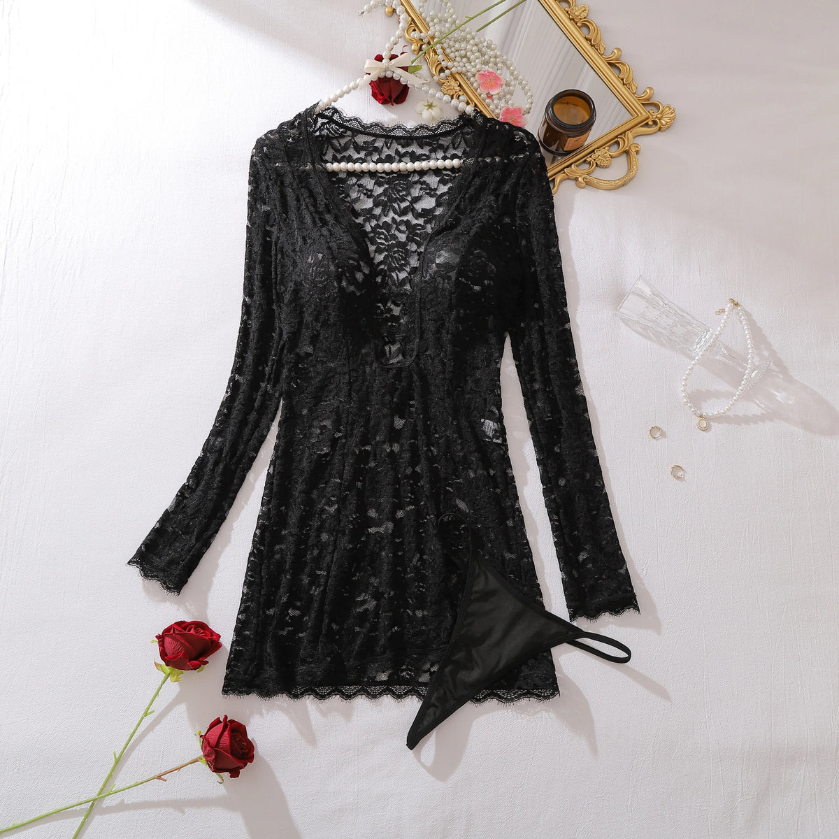 Body de Lingerie com Decote Profundo