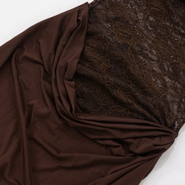Vestido Comprido de Um Ombro com Renda