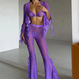 Conjunto de Praia em Malha — 4 Peças
